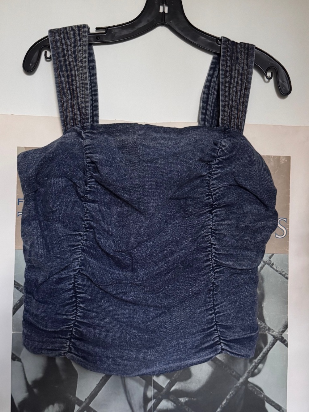 Anthropologie Pilcro Ruched Denim Corset Tank Top